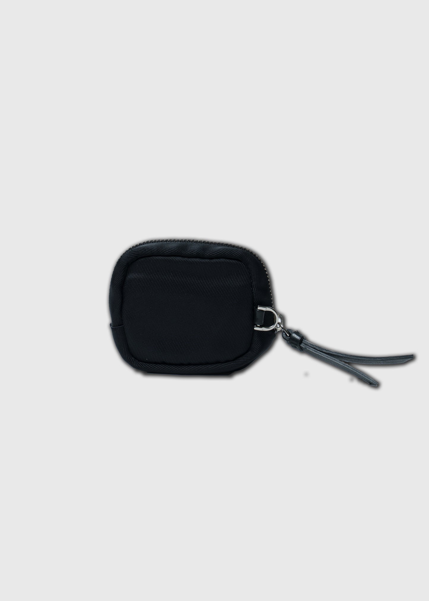 CROCODILE LEATHER MATTE BLACK ROUND ZIPPER POUCH MINI