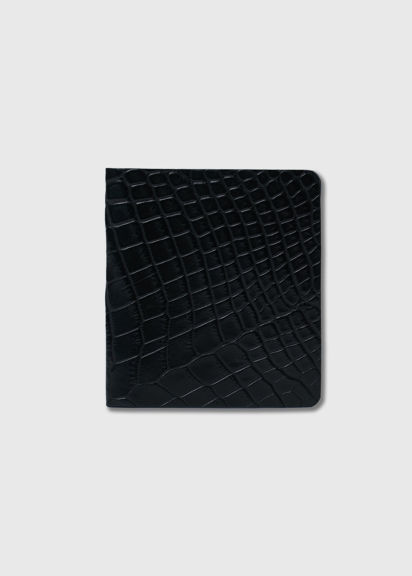 CROCODILE LEATHER MATTE BLACK SLIM MONEY CLIP