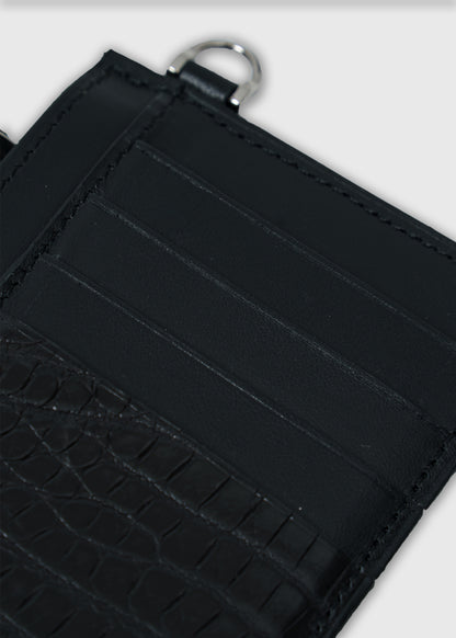 CROCODILE LEATHER MATTE BLACK FRAGMENT CASE