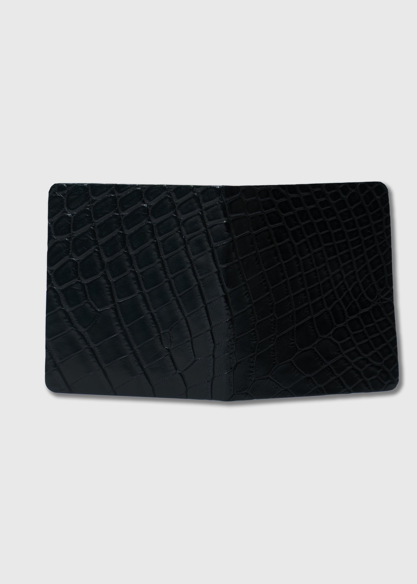 CROCODILE LEATHER MATTE BLACK SLIM MONEY CLIP